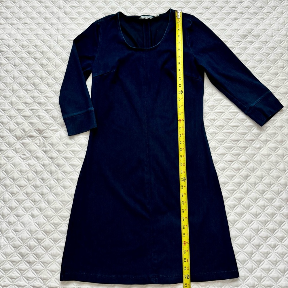 Liz Claiborne Dark Navy Blue Soft Stretch Denim 3/4 Sleeve Dress Size XS - Picture 5 of 14